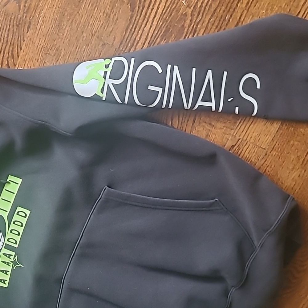 Black Adidas Hoodie with Green Graphic - Picture 2 of 4